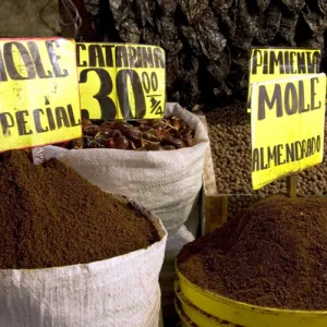 Mole in a powder form being sold at the Merced Market in Mexico City, Mexico