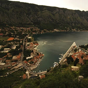Montenegro, Kotor, small old city built on the seashore in the fjords, composed of
