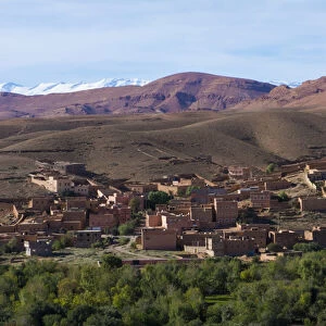 Morocco Atlas Mountains Boulmane Danes village with mountains and old buildings