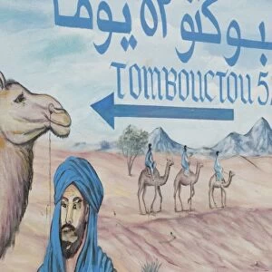 MOROCCO, Draa Valley, ZAGORA: Famous sign of Timbouctou 52 jours camel caravans