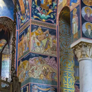 Mosaic painting inside Oplenac Royal Mausoleum, also known as Saint Georges Church