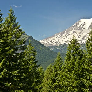 Mount Rainier, snow coverered, road to Paradise, Mount Rainier National Park, Washington