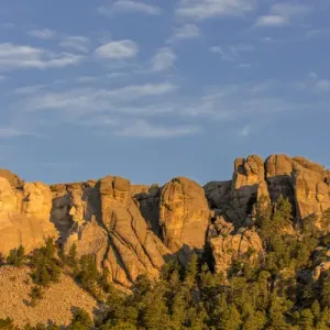 Mount Rushmore at first light near Keystone, South Dakota, USA