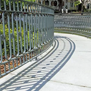 N. A. USA, Georgia, Savannah. Iron railing along walkway