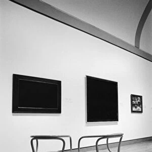NA, Canada, Ontario, Ottawa. Black paintings and chairs, National Gallery
