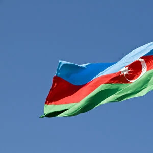 National Flag blowing in wind, Baku, Azerbaijan