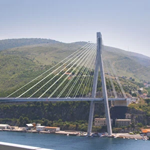 The new Dubrovnik Franjo Tudman Franja Tudmana suspension bridge at the entrance