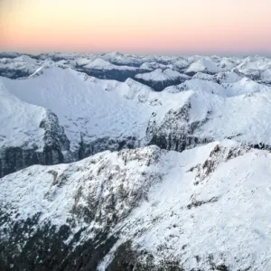 New Zealand Asia Fjordlands from Helicopter