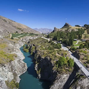 New Zealand, South Island, Otago, Gibbston, elevated view of the Kawarau River