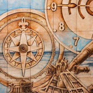 Nile River Expedition, Lower Egypt, Cairo. Mural of compass