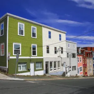 North America, Canada, Newfoundland, Colourful houeses in, St. Johns NL
