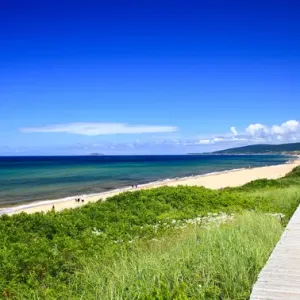 North America, Canada, Nova Scotia, Cape Breton, Inverness Beach Boardwalk