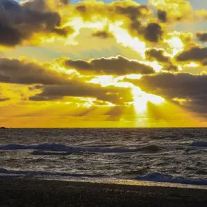 North America, Canada, Nova Scotia, Cape Breton, Cabot Trail, Margaree Harbour sunset