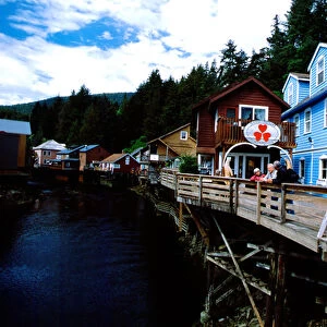 North America, United States, Alaska, Ketchikan, Creek Street. Famous former red-light district