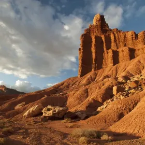 North America, USA, Utah. Sunset on Chimney Rock, Capitol Reef national Park, UT