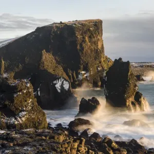 North Atllantic coast during winter near Reykjanesviti and Valahnukur. europe, northern europe