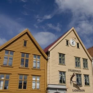 Norway, Bergen. Downtown old Hanseatic historic area of Bryggen, UNESCO World Heritage City