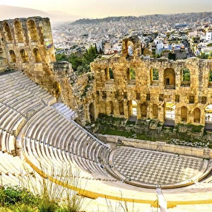 Odeon of Herodes Atticus, Athens, Greece. Stone theater base of Acropolis, built 161 AD