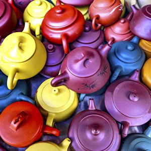 Old Chinese ceramic tea pots, Panjuan Flea Market, Beijing, China