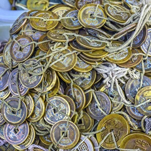 Old Chinese Copper Qing Dynasty Money Coins, Panjuan Flea Market, Beijing, China