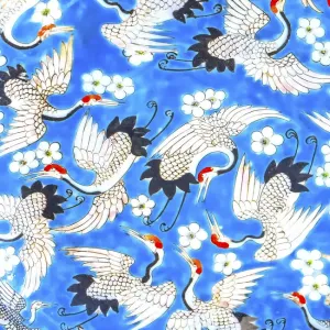 Old Chinese Design Blue White Red Cranes Ceramic Plate Print Old Chinese Design Blue White Red Cranes Ceramic Plate Print