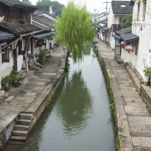 Old houses along the Grand Canal, Shaoxing, Zhejiang Province, China