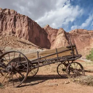 Old wagon, Fruita, Capitol Reef National Park, Utah, USA