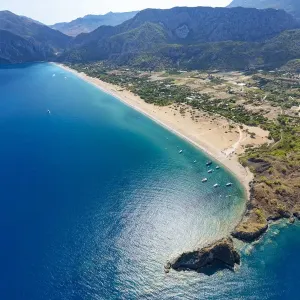 Olympos and Cirali beach aerial, Antalya, Turkey Olympos and Cirali beach aerial, Antalya, Turkey
