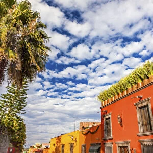 Orange Yellow Town Street Tourists Hotels San Miguel de Allende Mexico