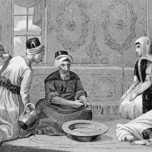 OTTOMAN EMPIRE. TURKEY. Turkish noble grooming. Engraving of the nineteenth century
