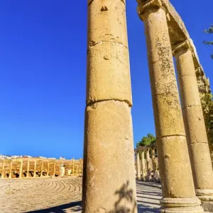 Oval Plaza Print, Ancient Roman City Jerash Jordan