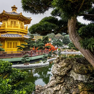 The pagoda at the Chi Lin Nunnery and Nan Lian Garden, Kowloon, Hong Kong, China
