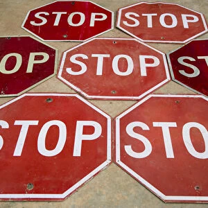 Pattern of stop signs, Tucumcari, New Mexico, USA. Route 66