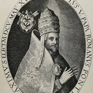 Paul V (1552-1621). Italian pope (1605-21), named Camillo Borghese. Engraving by Crispin de Passe