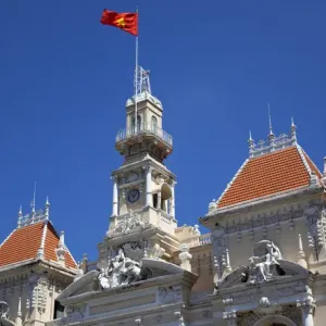 Peoples Committee Building Saigon Ho Chi Minh City Vietnam National Flag Peoples Committee Building Saigon Ho Chi Minh City Vietnam National Flag