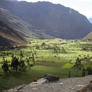 Peru, Urubamba Valley. View of the Urubamba Valley from Ollantaytambo ruins