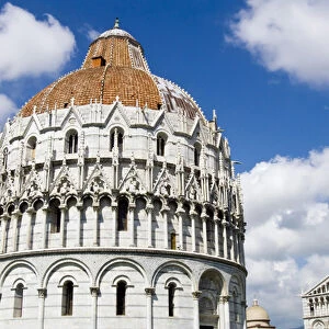 Piazza dei Miracoli, The Baptistry and the Dome, Pisa, Tuscany, Italy, Europe