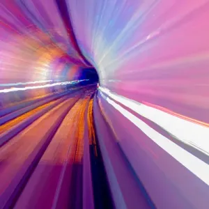 Pink Blue Rail Abstract Underground Railway Pudong Bund Shanghai China Shanghai China Pink Blue Rail Abstract Underground Railway Pudong Bund Shanghai China Shanghai China
