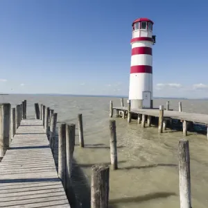 Podersdorf am See on the shore of Lake Neusiedl. The lighthouse in the domestic port Podersdorf am See on the shore of Lake Neusiedl. The lighthouse in the domestic port