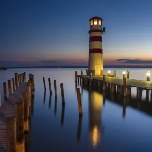 Podersdorf am See on the shore of Lake Neusiedl. The lighthouse in the domestic port Podersdorf am See on the shore of Lake Neusiedl. The lighthouse in the domestic port