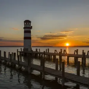 Podersdorf am See on the shore of Lake Neusiedl. The lighthouse in the domestic port Podersdorf am See on the shore of Lake Neusiedl. The lighthouse in the domestic port