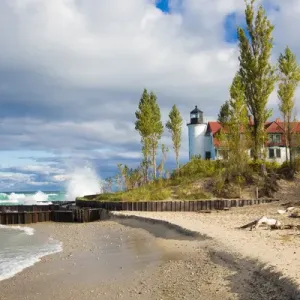 Point Betsie Lighthouse on Lake Michigan, Benzie County, Frankfort, MI Point Betsie Lighthouse on Lake Michigan, Benzie County, Frankfort, MI