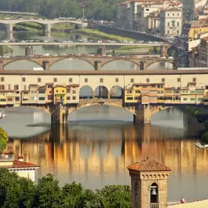 Ponte Vecchio Covered Bridge Print, Arno River Reflection Ponte Vecchio Covered Bridge Print, Arno River Reflection