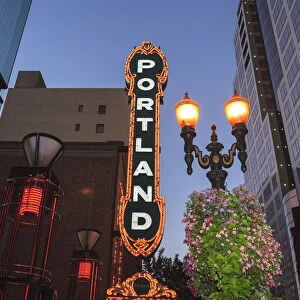 Portland Theater. Historic section of Downtown Portland near Pioneer Square, Oregon, USA