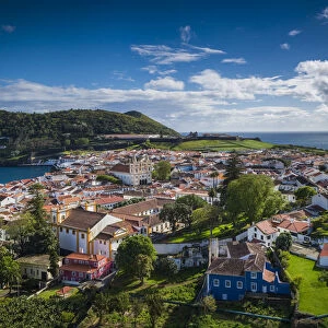 Portugal, Azores, Terceira Island. Angra do Heroismo from Alto da Memoria park