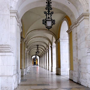 Portugal, Lisbon. Arched pssageway near Rua Augusta Arch