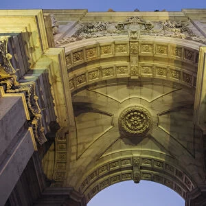 Portugal, Lisbon. The Arco da Rua Augusta is a huge stone archway (built between 1755-1873)
