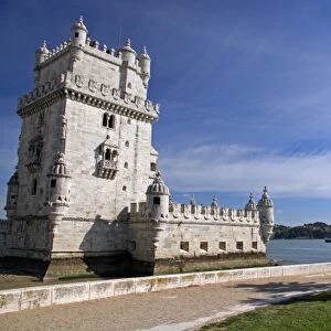 Portugal, Lisbon. Belem Tower, a UNESCO World Heritage Site in the Belem district of Lisbon