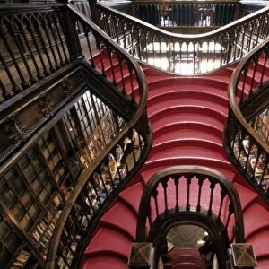 Portugal, Oporto (Porto). Stairs in historic bookstore