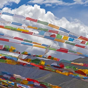 Prayer flags in Simila Mountain, Gyantse County, Tibet, China